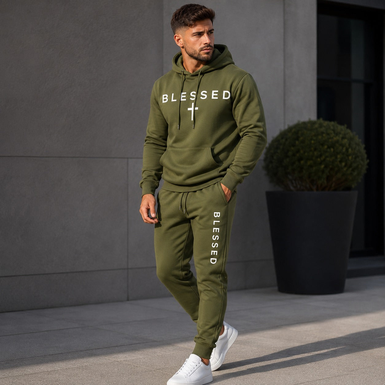 Conjunto Braven™ com Moletom de Capuz, Bolso Canguru e Calça Jogger
