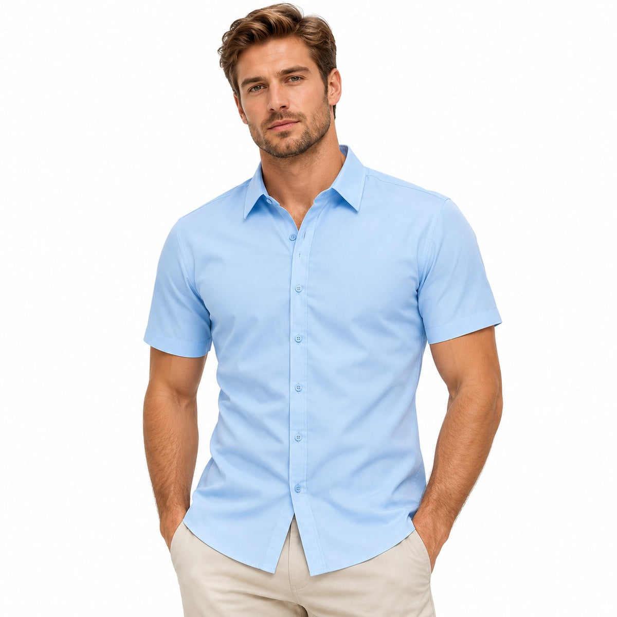 Camisa Marco™ com Modelagem Slim, Gola Clássica e Manga Curta