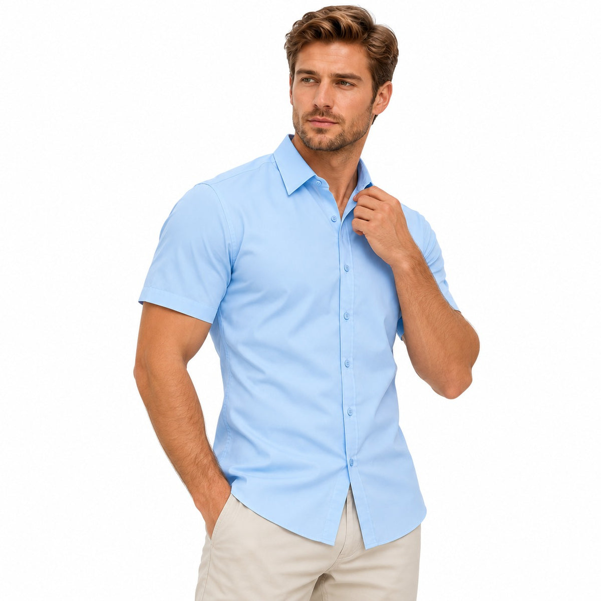 Camisa Marco™ com Modelagem Slim, Gola Clássica e Manga Curta