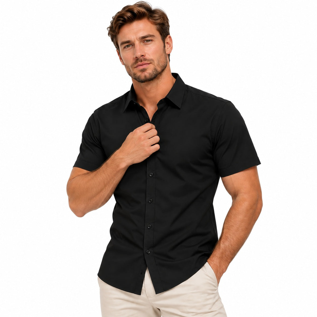 Camisa Marco™ com Modelagem Slim, Gola Clássica e Manga Curta