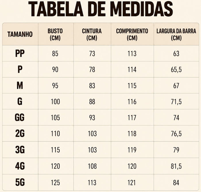 Guia de Tamanhos