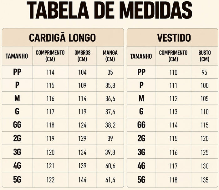 Guia de Tamanhos