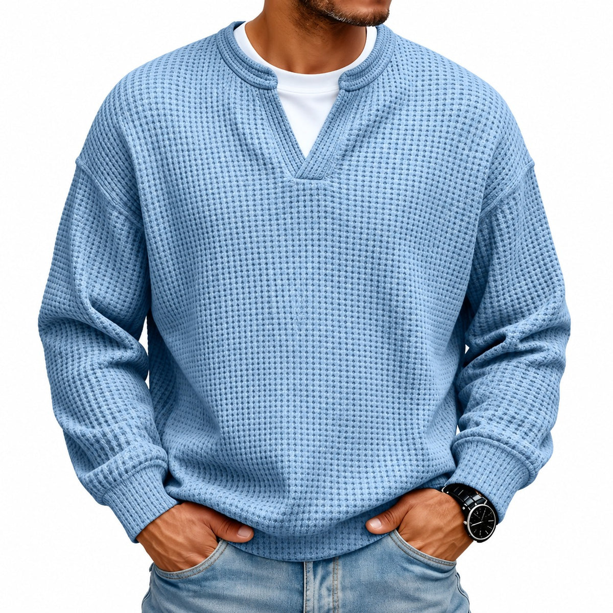 Suéter Caspian™ com Tecido Texturizado em Relevo e Gola Estruturada / Presença Masculina Sem Deixar o Visual Pesado