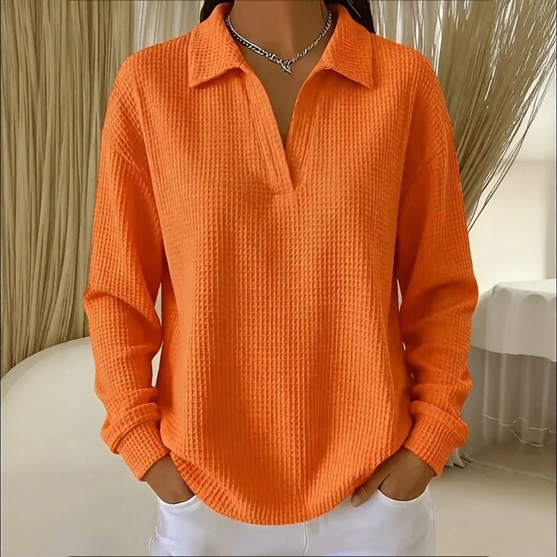 Blusa Luma™ com Tecido Texturizado, Gola Clássica e Modelagem Ampla / Detalhes Sutis Que Deixam o Básico Muito Mais Interessante