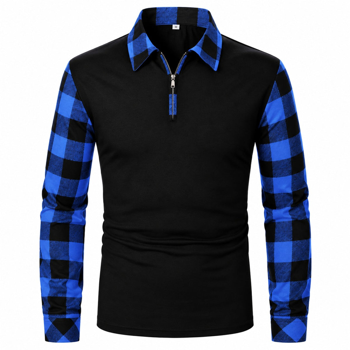 Camisa Polo Lennon™ com Manga Longa e Detalhes Xadrez Contrastantes