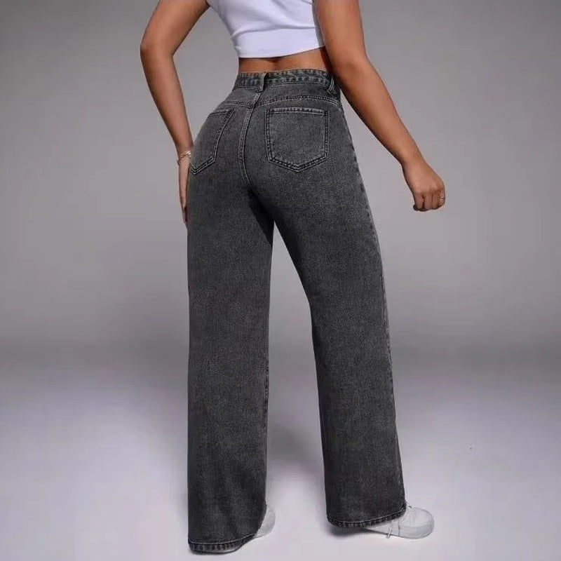 Calça Jeans Vienna™ com Cintura Alta, Caimento Reto e Modelagem Ampla
