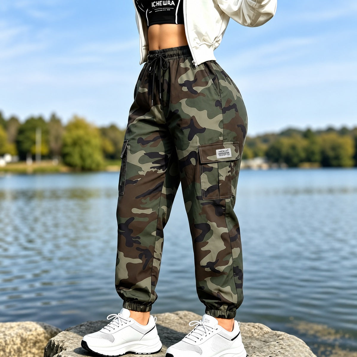 Calça Cargo Kendra™ com Cós Ajustável, Bolsos Laterais e Modelagem Jogger