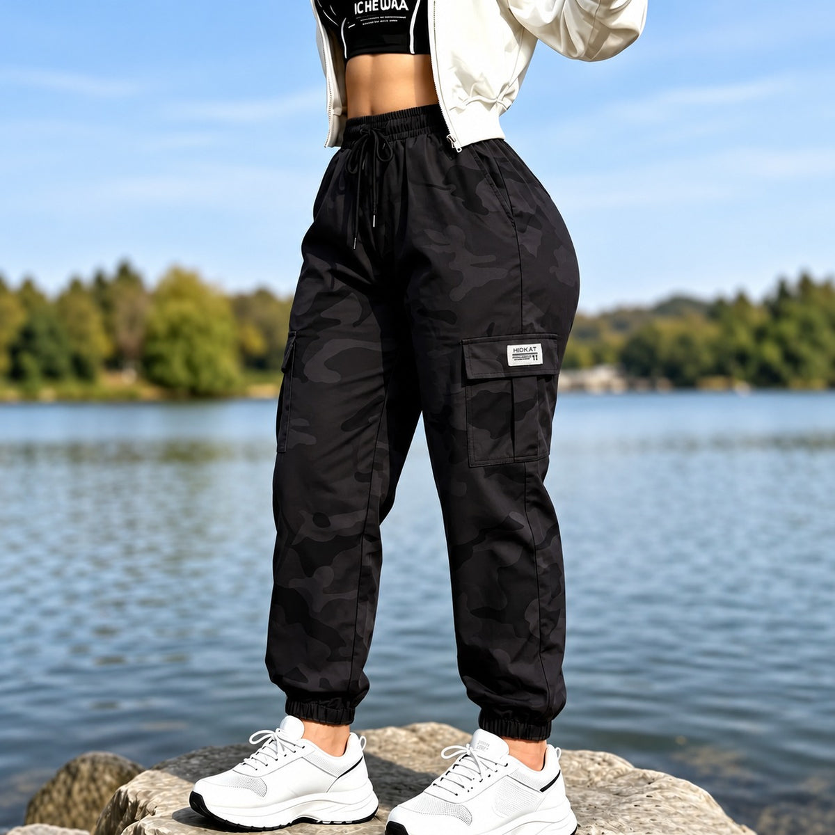 Calça Cargo Kendra™ com Cós Ajustável, Bolsos Laterais e Modelagem Jogger