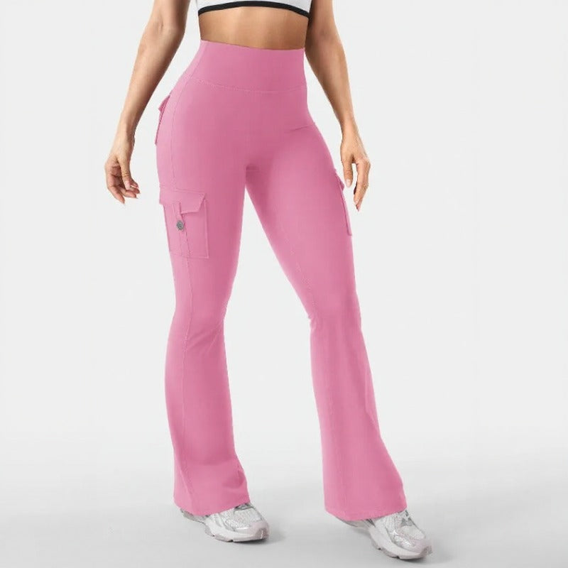 Calça legging Nadia™ com Efeito Empina Bumbum, Bolsos Cargo e Modelagem Flare / Estrutura e Curvas em Equilíbrio Para um Visual Mais Marcante