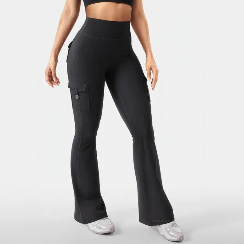 Calça legging Nadia™ com Efeito Empina Bumbum, Bolsos Cargo e Modelagem Flare / Estrutura e Curvas em Equilíbrio Para um Visual Mais Marcante