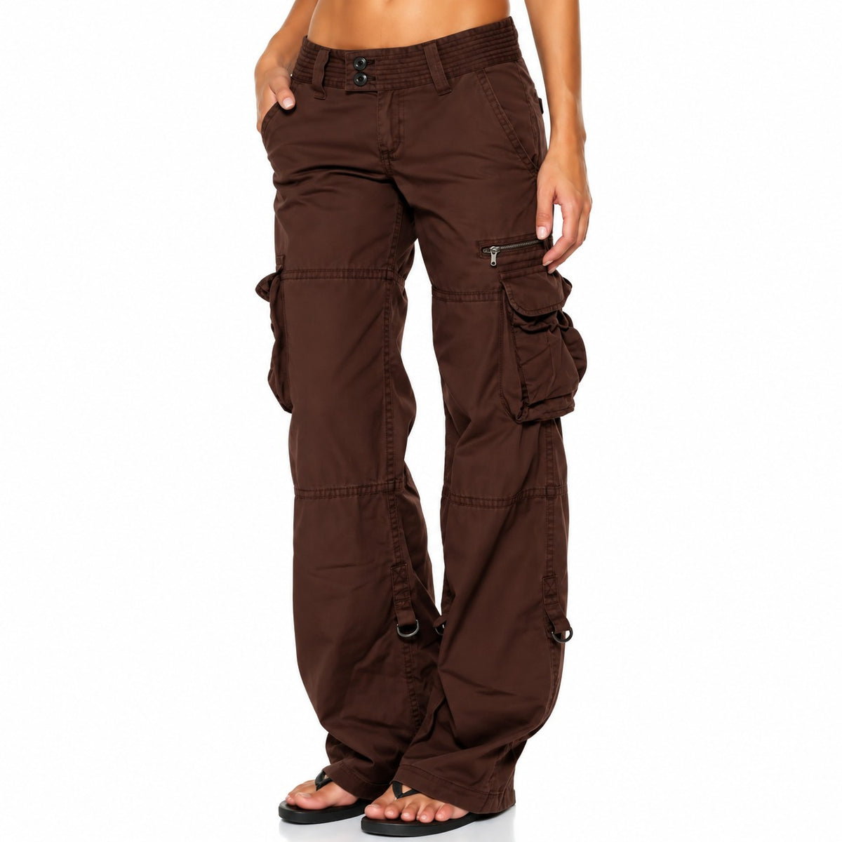 Calça Cargo Norevia™ com Bolsos Utilitários, Modelagem Ampla e Design Despojado / Uma Peça, Diferentes Possibilidades de Looks