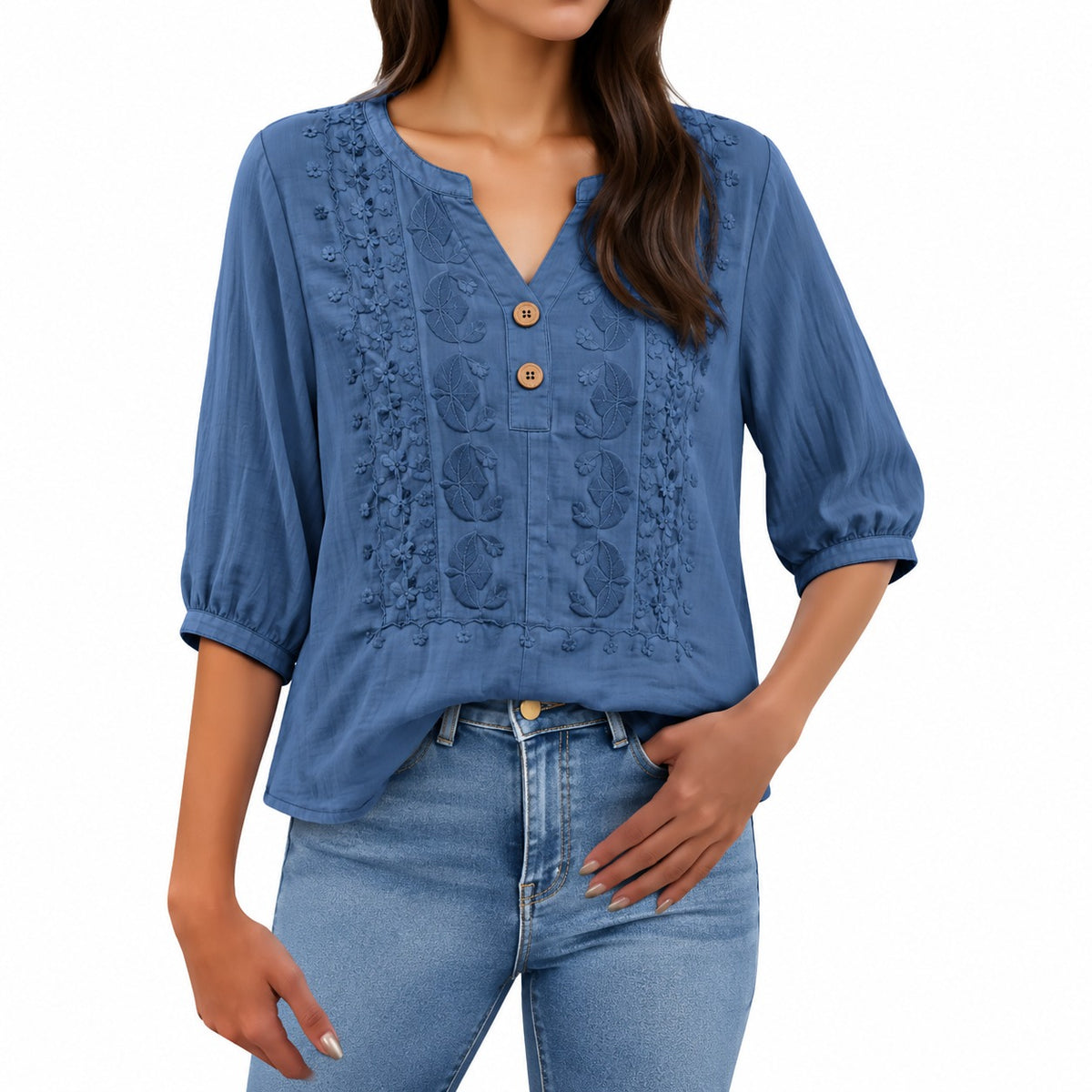 [COMPRE 2 E LEVE 3] Blusa Ariadne™ em Linho de Algodão com Bordado Artesanal