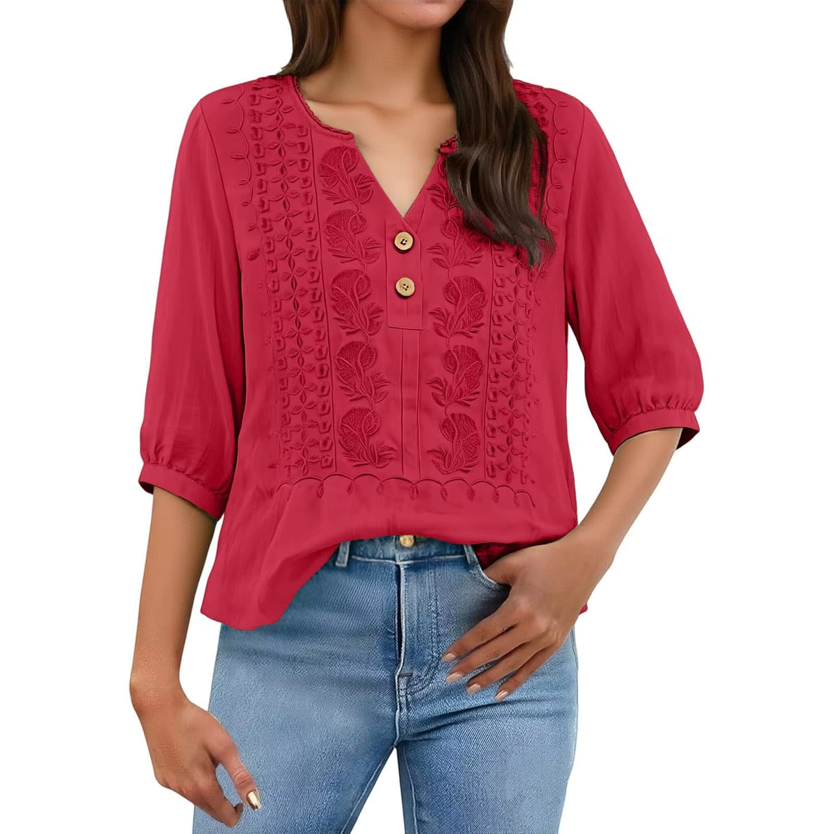 [COMPRE 2 E LEVE 3] Blusa Ariadne™ em Linho de Algodão com Bordado Artesanal