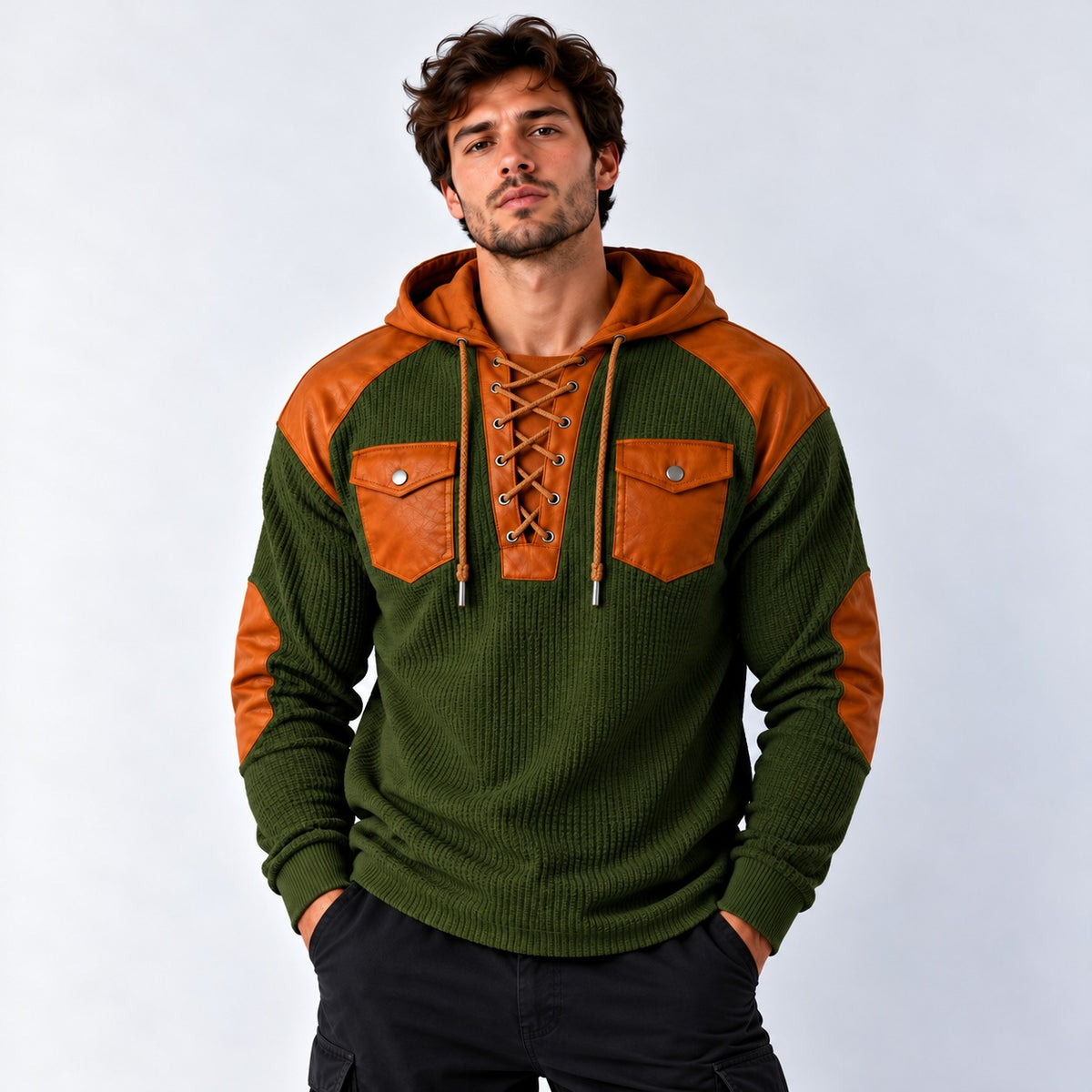 Moletom Otto™ com Detalhes Contrastantes, Amarração Frontal e Capuz