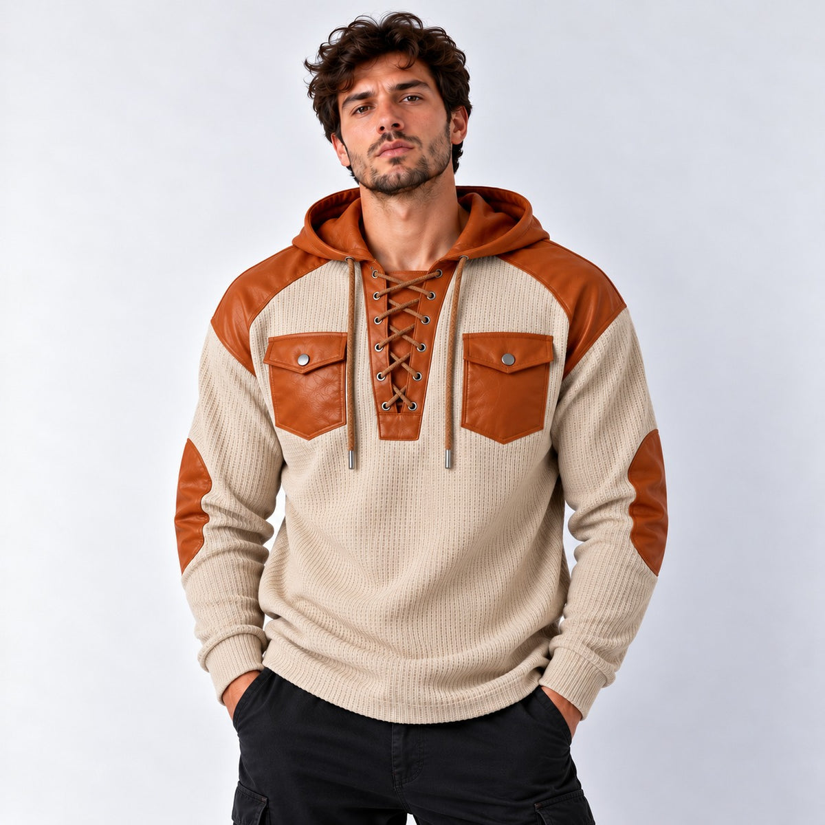 Moletom Otto™ com Detalhes Contrastantes, Amarração Frontal e Capuz