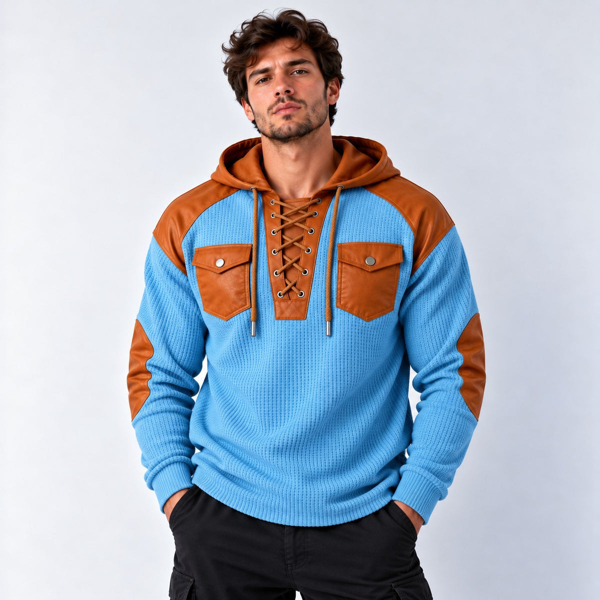 Moletom Otto™ com Detalhes Contrastantes, Amarração Frontal e Capuz