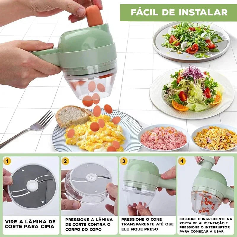 Cortador PrimeMix™ Elétrico com Função Autolimpante / Praticidade e Design para Cozinhas Inteligentes!
