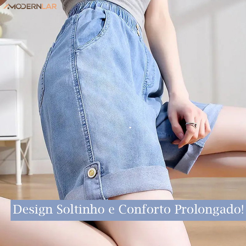 Shorts Jeans Stefan™ Super Soltinho / O Conforto e Frescor que Toda Mulher Merece!