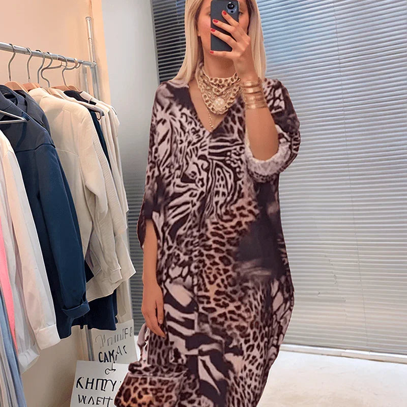 Vestido Jaguarina™ com Estampa Animal Print e Caimento Nobre / Poder e Elegância em Cada Movimento!