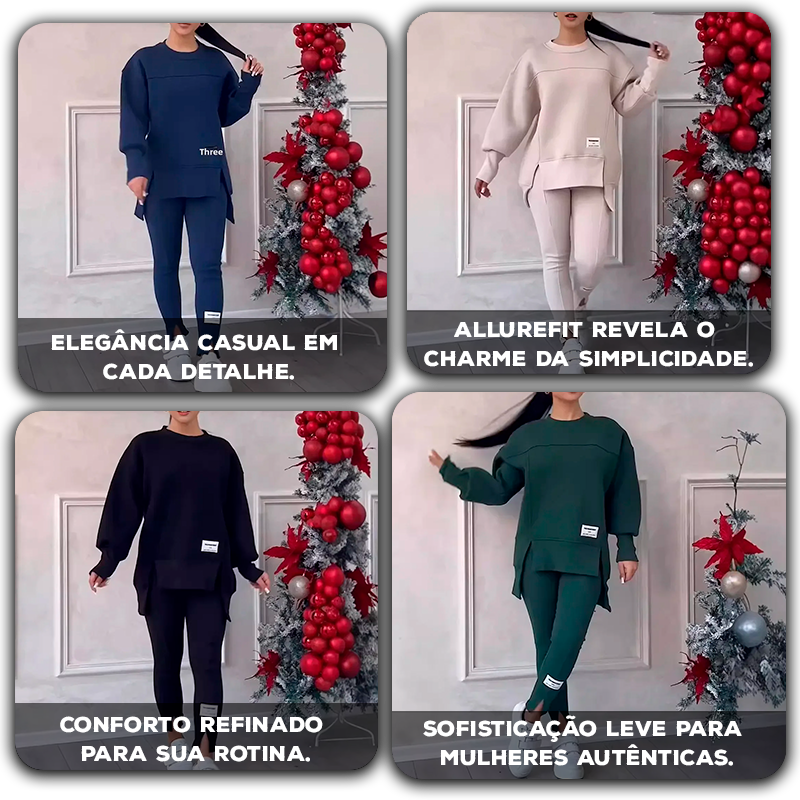 Conjunto Feminino AllureFit™ em Moletom Premium com Legging com Fenda / Estilo Moderno e Leveza para o Seu Dia a Dia!