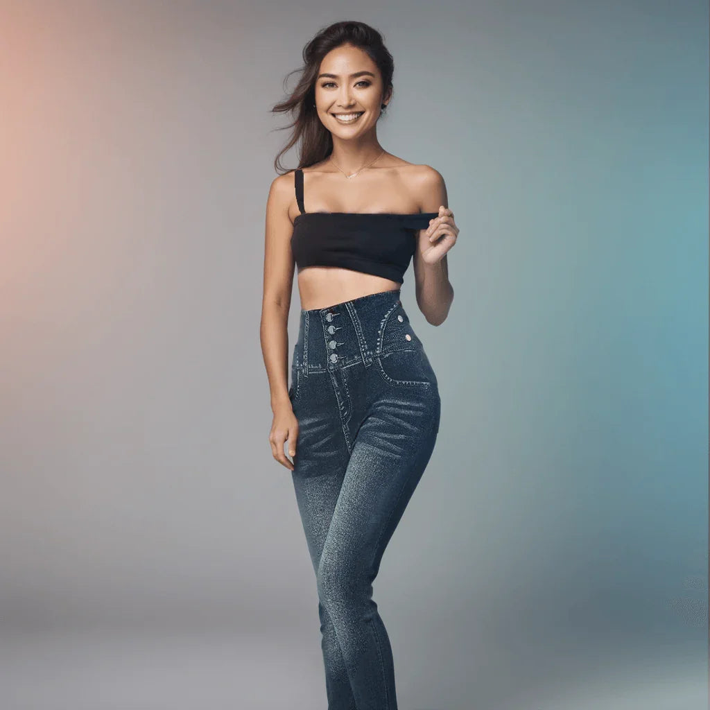 Calça Jeans de Lycra La Belle / A Única com Cintura Alta e Efeito Modelador para uma Elegância Incomparável! - ModernLar