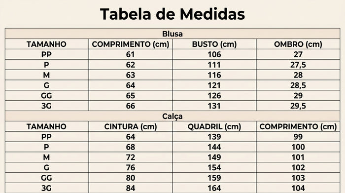 Guia de Tamanhos