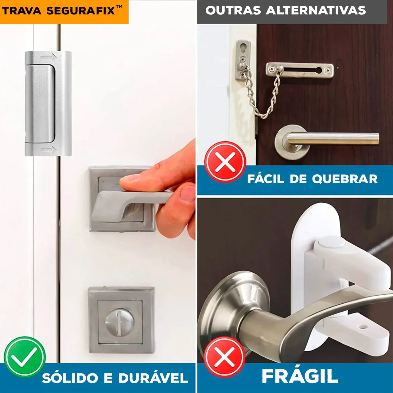 Trava SeguraFix™ em Alumínio Reforçado com Indicador de Direção / Proteção Moderna e Elegância Funcional para Seu Lar!