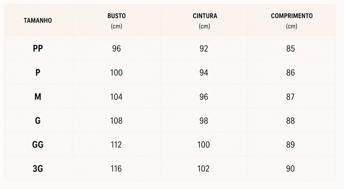 Guia de Tamanhos
