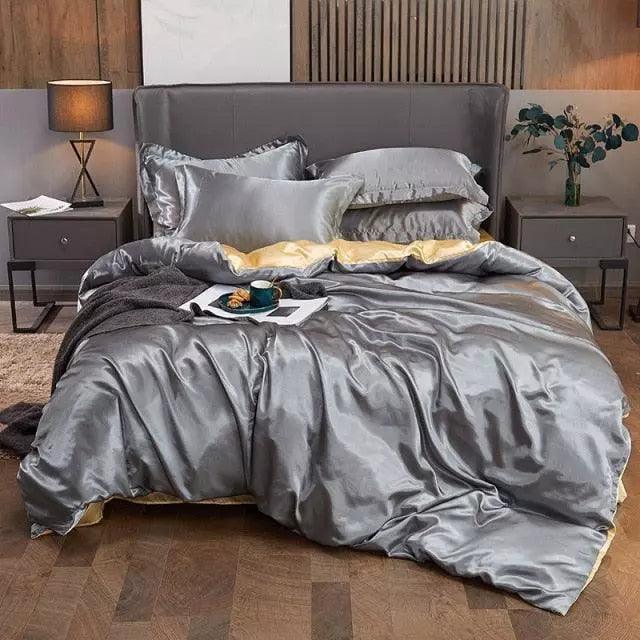 Conjunto de Roupas de Cama de Cetim Funnry™ 4 Peças / Luxo & Requinte para seu quarto! - ModernLar