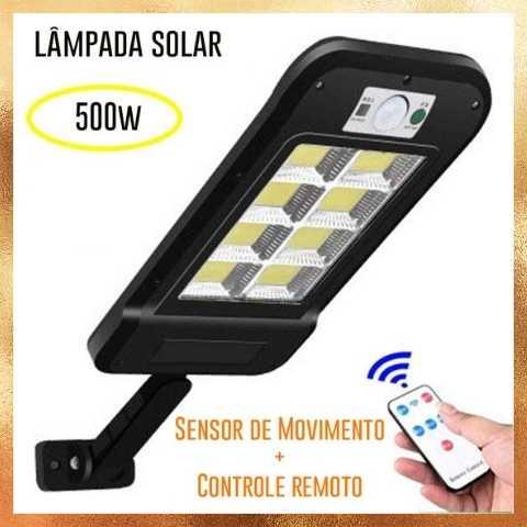 LÂMPADA SOLAR LED 500W / COM CONTROLE REMOTO E SENSOR DE MOVIMENTO - ModernLar