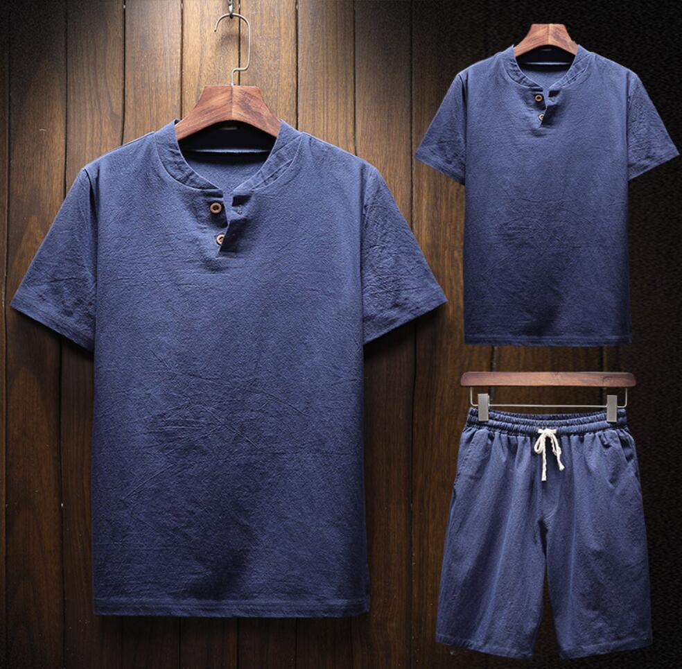 Conjunto Masculino Shorts e Camiseta Plus Size em Linho - LinhoPlus Set / Sinta a Qualidade do Linho em um Conjunto Plus Size pensado para Você - ModernLar