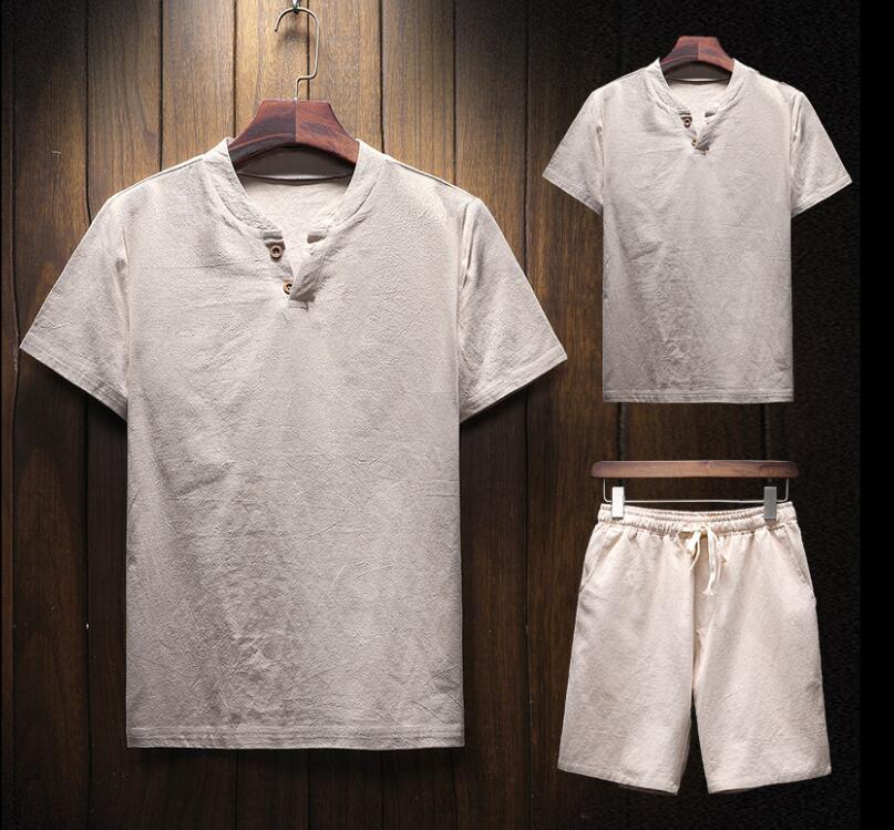 Conjunto Masculino Shorts e Camiseta Plus Size em Linho - LinhoPlus Set / Sinta a Qualidade do Linho em um Conjunto Plus Size pensado para Você - ModernLar