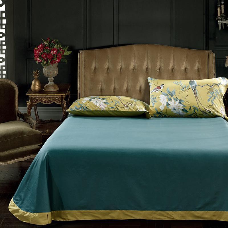 Conjunto de Roupas de Cama Pássaros Japoneses em Algodão Egípcio 600 Fios - 4 Peças - ModernLar