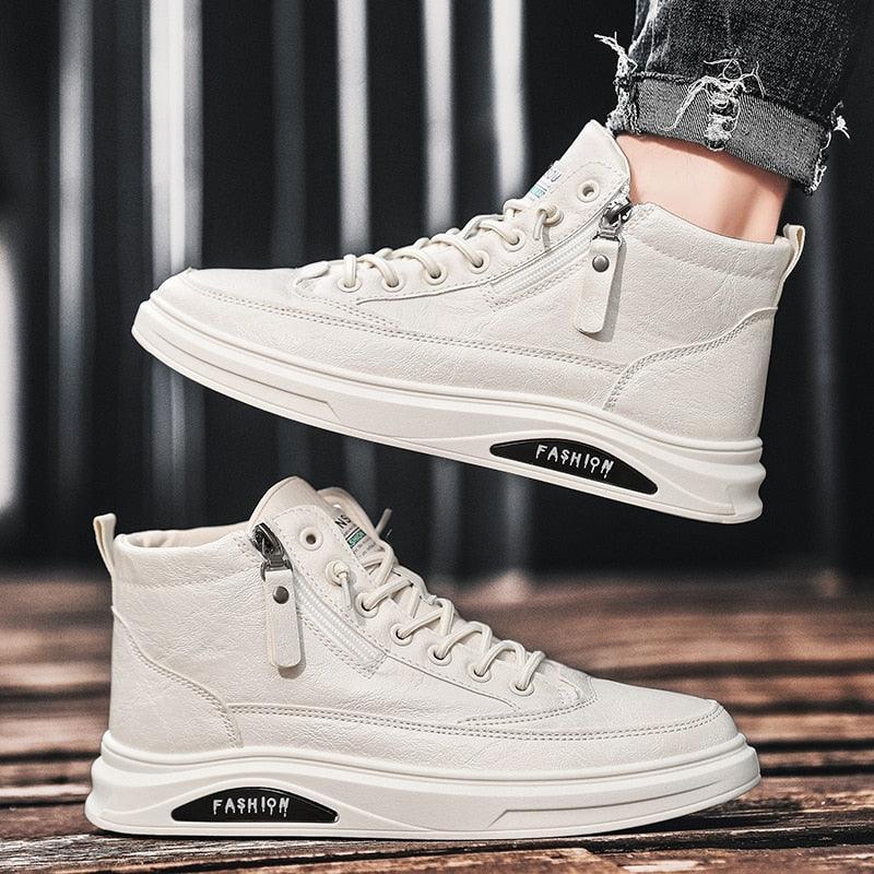 Tênis Masculino em Couro P.U - Fashion White /A escolha certa para quem quer se destacar! - ModernLar