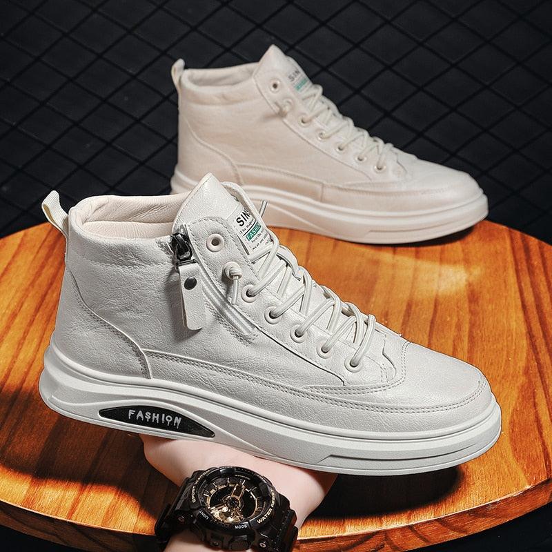 Tênis Masculino em Couro P.U - Fashion White /A escolha certa para quem quer se destacar! - ModernLar