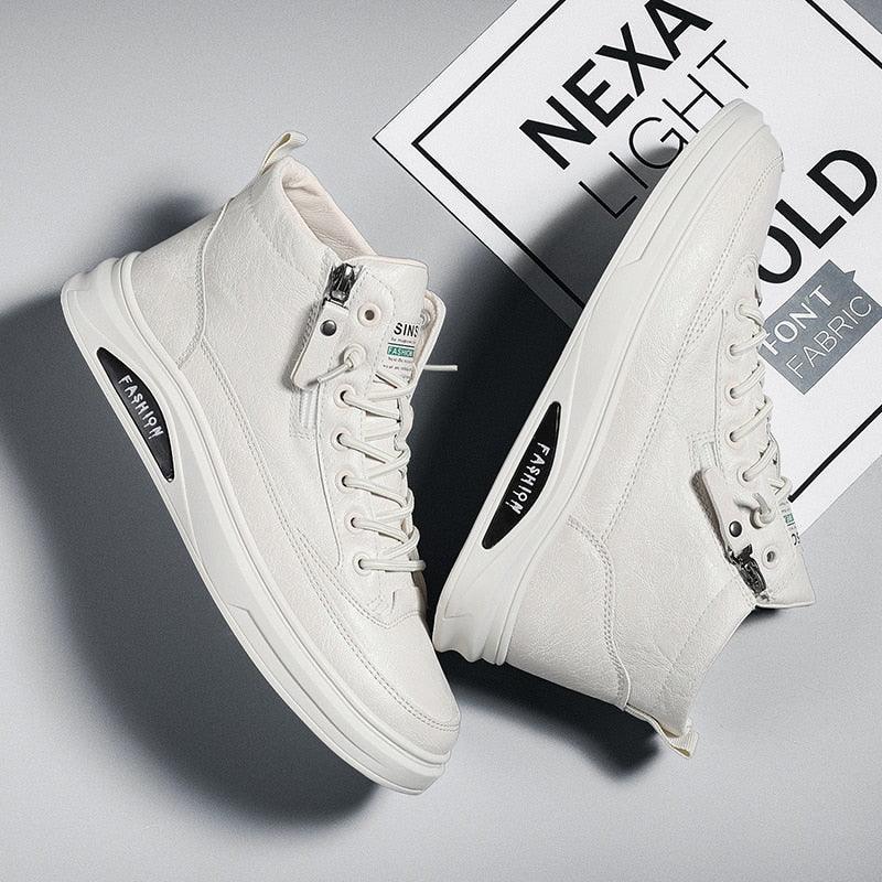 Tênis Masculino em Couro P.U - Fashion White /A escolha certa para quem quer se destacar! - ModernLar