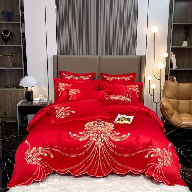 Conjunto de roupa de cama de luxo de algodão egípcio 100S bordado