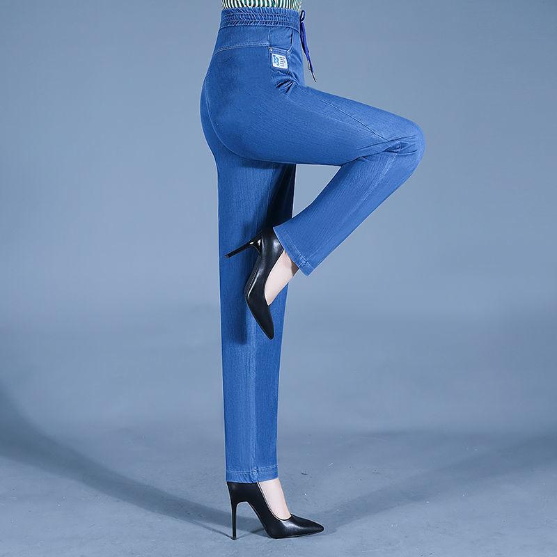 Mais Tamanho Jeans Para Mulher 2022 Elástico Calças De Brim De