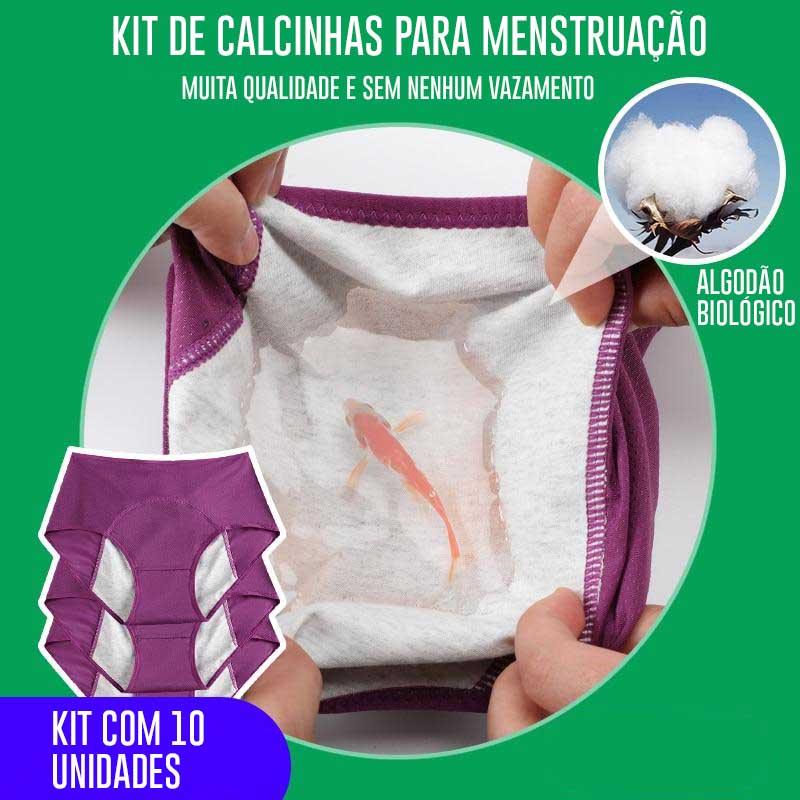 Calcinhas Fisiológicas para Menstruação - Kit com 10 Unidades